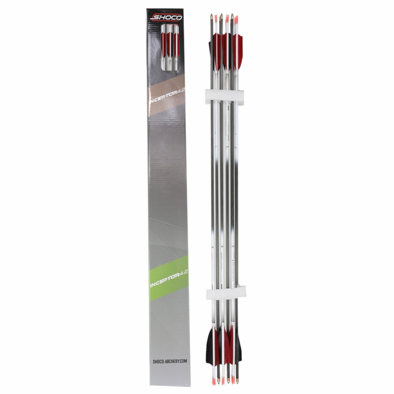 Shocq Carbonpfeil Inceptor 4.2 Naturbefiederung White 12-erPck