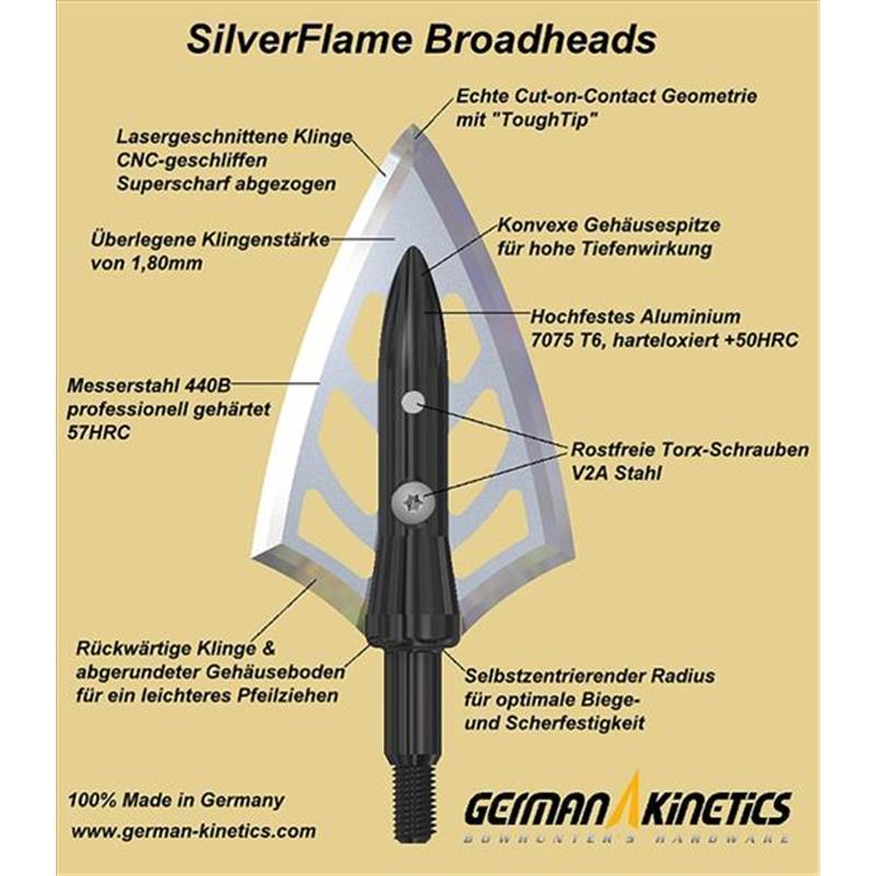 German Kinetics SilverFlame Jagdspitze 100 grain 3er Pack